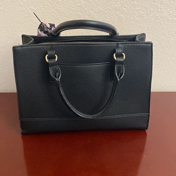 NANETTE LEPORE BLACK TOTE BAG WITH FLORAL RIBBON!!! - Picture 4 of 6